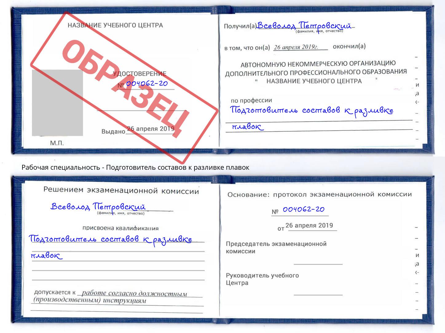 Подготовитель составов к разливке плавок Кингисепп