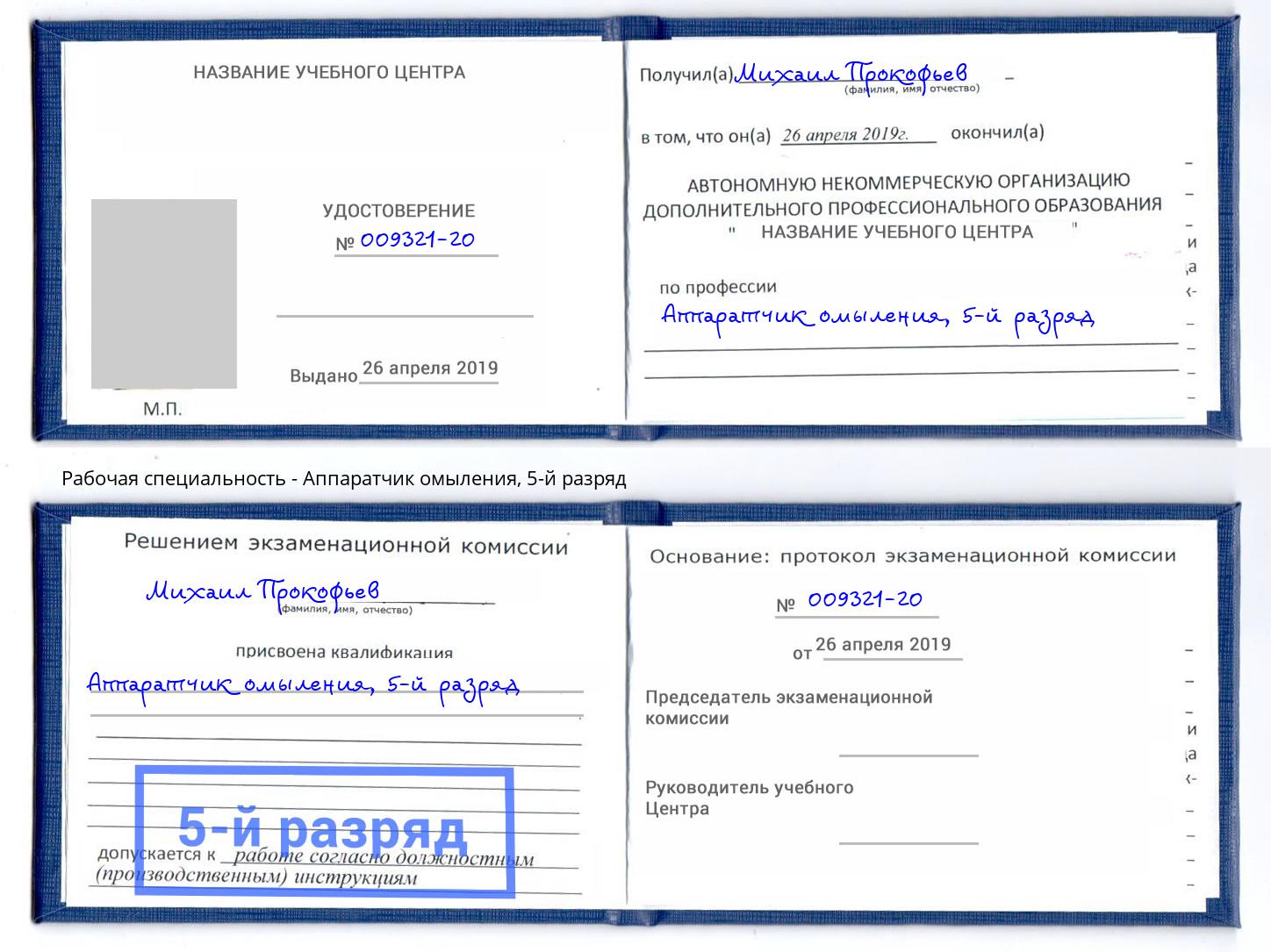 корочка 5-й разряд Аппаратчик омыления Кингисепп