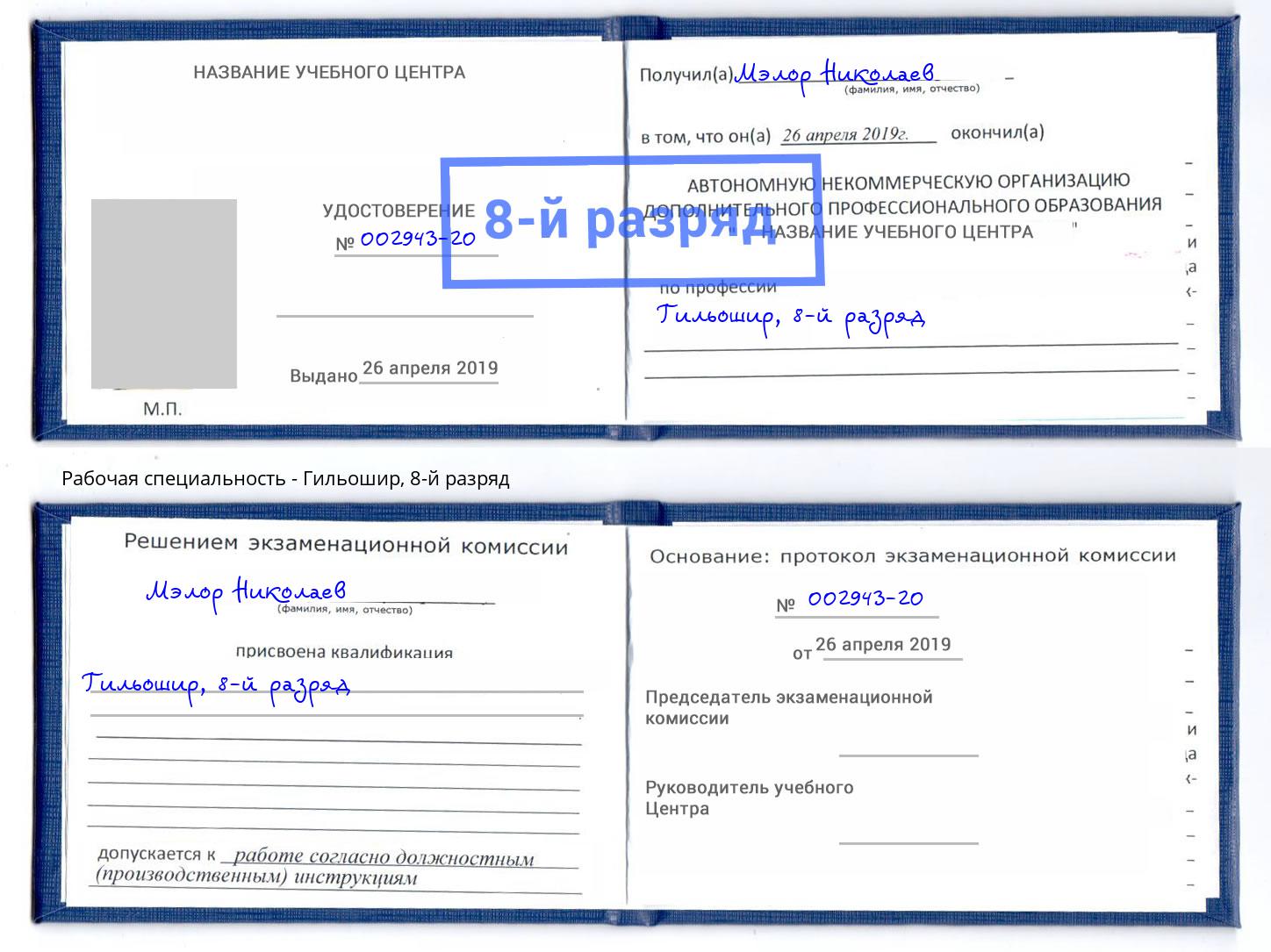 корочка 8-й разряд Гильошир Кингисепп